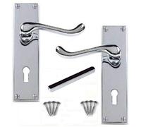 Jiyo.Outdoor Victorian Scroll Door Handles Lever Lock in Polished Chrome Finish - 150mm x 40mm