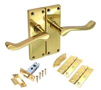 Jiyo.Outdoor Victorian Scroll Latch Handles, Polished Brass 120x40mm