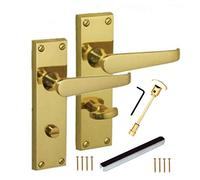 Jiyo.Outdoor Victorian Straight Electro Brass Bathroom Door Handles 150 x 40mm