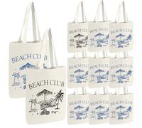 Jiytivity 12 Pcs Beach Bachelorette Party Canvas Bag Last Toast on the Coast Bridesmaid Tote Include 1 Black Bag 11 Blue Bags for Bachelorette Beach Party Favors Bridal Shower Wedding Gift Bags