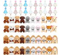 Jiytivity 60 Pcs Adopt a Dog Party Favors Include 20 Mini Puppy 20 Foldable Kraft Boxes 20 Birthday Hats Mini Plush Stuffed Animals for Adopt a Puppy Party Supplies Gifts