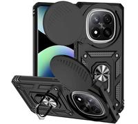 Jiyu Case Compatible with Xiaomi Redmi Note 14 Pro+ 5G, Camera Flap Protective Case, 360° Metal Ring Stand Holder Cover Case, Hybrid Shockproof Mobile Phone Case, Military Standard Mobile Phone Cases