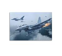 JIYUN Retro Aircraft Illustration Eurofighter Typhoon Jet Fighter Poster Decorative Painting Canvas Wall Posters And Art Picture Print Modern Family Bedroom Decor Posters 20x30inch(50x75cm)
