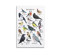JIYUN Vintage Poster Preschool Children's British Garden Birds Poster Decorative Painting Canvas Wall Posters And Art Picture Print Modern Family Bedroom Decor Posters 16x24inch(40x60cm)