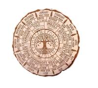 jiyun Wheel of The Year Wood Calendar - Pagan Witch Round Wooden Retro Wall Decoration