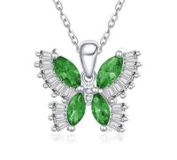 JIYVY32 Butterfly Necklaces with Birthstone Pendant Birthday Gifts for Mom Women, White Glod Piated Jewelry Gift for Wedding Anniversary, Base, Cubic Zirconia