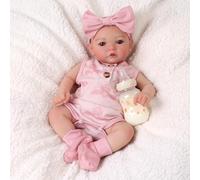 JIZHI 17 inch Reborn Baby Dolls Realistic - Cute Reborns Girls Softness Body - Lifelike Newborn with Clothes and Toy Accessories for Kids (Blue Eyes)
