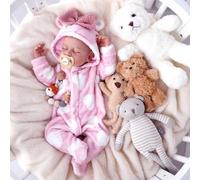 JIZHI Realistic Reborn Doll 17 Inch (Approx. 43cm) Lifelike Newborn Dolls Girls Sleeping Soft Cloth Body Vinyl Limbs for Various Poses for Kids Over 3 Years Old, Collectible