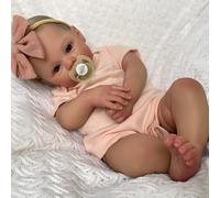 JIZHI Reborn Babies Dolls 17 Inch Realistic Newborn Girl Lifelike Doll Open Eyes Real Looking Baby Softness Cloth Body Poseable Limbs Toy with Accessories Set for Kids Age 3+