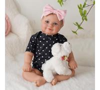 JIZHI Reborn-Baby Dolls 20 Inch 43cm Realistic Doll Lifelike Toddler Real Life Newborn Open Eyes Soft Cloth Body with Hand-Drawing Hair Poseable Girl