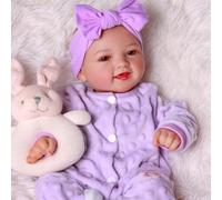JIZHI Reborn Baby Dolls Mia- 17 inch Realistic Newborn Girls Open Eye Softness Cloth Body - Sweet Smile Lifelike Babies That Look Cute with Accessories for Girls