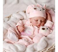 JIZHI Reborn dolls - 17-Inch Handmade Realistic Baby Dolls Soft Cloth Body with Toy Accessories, Reborn Baby Dolls Like a Lifelike Baby(Sleeping baby),Rabbit Cloth Body