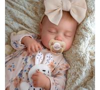 JIZHI Reborn Dolls 17 Inch Soft Body Lifelike-Newborn Baby Dolls Sleeping Girl Dolls with Clothes and Toy Accessories Gift for Kids Age 3+, Yellow Floral