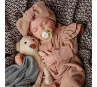 JIZHI Reborn Dolls Girl - 17 Inch Realistic Reborn Baby Dolls with Vinyl Body, Lifelike Close-Eyes Reborn Babies with Clothes and Toy Accessories for Kids Age 3+