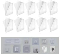 JIzian 10Pcs Transparent Wall Mounted Replacement Sticky Pads for Kitchen Bathroom Shower Caddy Organizer Rack Holder Nail Free Adhesive Hooks Bathroom Accessories (Double-Sided Sticker)