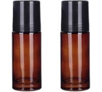 JIzian 2 Pcs 50ml Brown Glass Essential Oil Roller Bottles, Rollerball Containers for Fragrance, Refillable Roll On Bottles, Refillable Containers Accessories