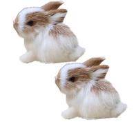 JIzian 2Pcs Mini Simulation Rabbits, Realistic Cute Plush Rabbit Lifelike Plush Bunny Realistic Rabbit Miniatures, White Rabbits Home Party Decors Model Gift Miniatures Decorations