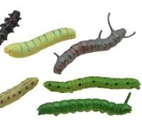 JIzian 6 Pcs Random Style Fake Worms, Simulation Plastic Caterpillar Novelty Crawling Halloween Prank Educational Practical Jokes Insect Model Ornament