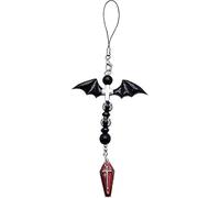 JIzian Black Mobile Phone Chain Pendant,Goth Charm Kawaii-Key Chain for Bag Cute Accessory Women Guitar Strap Lanyard Beaded Keychain Pendant,Black Goth charm,Décor,Cell Phone Charms