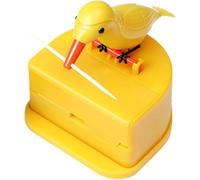 JIzian Yellow Woodpecker Toothpick Dispenser, Cute Little Bird Push-Type Automatic Holder Bird Toothpick Dispenser, Box for Home with a Box,Kitchen Decoration