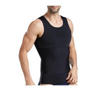 JIZIYUER Compression Tank for Men Shapewear Waist Trainer Vest Workout Tank Tops Slimming Body Shaper Undershirts Muscle Vest(Black L)