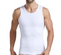 JIZIYUER Compression Tank for Men Shapewear Waist Trainer Vest Workout Tank Tops Slimming Body Shaper Undershirts Muscle Vest(White XL)