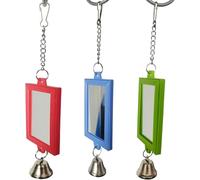 Jizlan 1Pc Random Color Pet Bird Mirror with Bell Interactive Parrot Toys for Budgies Parakeets Conures, Pet Supplies