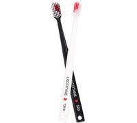 Jizlan 2 Pcs Toothbrushes Black and White Heart Shaped Couple toothbrushes eco Friendly Nano toothbrushes Dental Care Brush Oral Care Manual Toothbrushes
