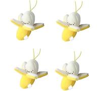 Jizlan 4Pcs Yellow Cute Stuffed Banana Shape Cartoon Doll PP Cotton Soft Doll Plush Pendant Birthday Gift for Decoration (1.97 inches)