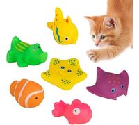 Jizlan 6 Pcs Pool Cat Interactive Toy, Cat Pool Toys, Floating Water Toy, Pet Kitten Swimming Bathing Fish Toy,Bath Toys, Sensory, Cats for Endless
