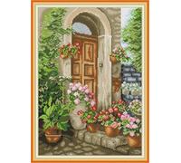 JIZOQE 11ct Cross Stitch Flower Pot 11 Counted Stamped Pre Printed Cross Stitch Embroidery Kits for Adults Beginners Starter Advanced Easy Crossstitch Patterns Set Wall Decor 43x56cm(No Framed)