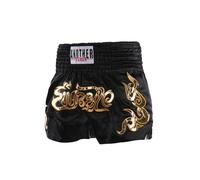 JIZYO Kids Boys Muay Thai Shorts Metallic Letter Side Slit Boxing Short MMA Martial Arts Kickboxing Trunks Black 5-7 Years