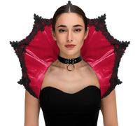 JIZYO Victorian Vampire Costume Accessories Gothic Stand Up Collar For Halloween Cosplay Fancy Dress Red One Size
