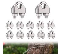 JIZZU 12Pcs M3 Wire Rope Clip Clamps, 304 Stainless Steel U Bolts Wire Cable Clamps, Support a Load of 300 Tons, Metal Cable Crips for Garden Fences Tensioning Wires Ropes