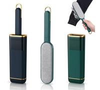 JIZZU 2 PCS Lint Brush for Clothes, Double Sided Pet Hair Remover, Reusable | Fabric Fluff Cleaner Brushes for Clothes, Carpet, Furniture, Portable Lint Remover for Home or Travel, 2 Colors, Blue & Green