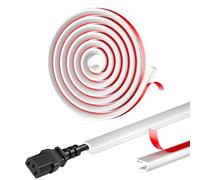 JIZZU 2m Cable Trunking White, Cable Tidy Hiders for One Cord, Flexible Cable Trunking Self Adhesive, Side Opening Trunking for Electric Cables, Wire Covers for Cables on Wall & Floor of Home, Office