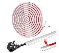 JIZZU 2m Cable Trunking White, Cable Tidy Hiders for One Cord, Flexible Wire Cover Self Adhesive, Side Opening Trunking for Electric Cables, Wire Covers for Cables on Wall & Floor of Home, Office