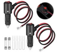 JIZZU 2PCS Car Cigarette Lighter Extension Cable, DC 12V/24V 14AWG Lighter Extension Cord 15A Fuse with 55CM Leads, Male Plug to Femal Socket Extension Lead, Cigarette Lighter Socket Extensions Cable
