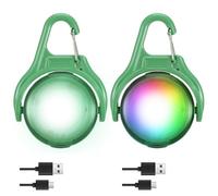 JIZZU 2Pcs Dog Collar Lights for Night Walking, Rechargeable Clip on Dog Collar Light with 4 Modes, IPX8 Waterproof Led Safety Lights for Running, Camping (Green)