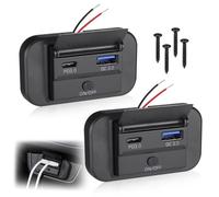 JIZZU 2Pcs Dual USB Car Charger Socket with Switch, 55W PD USB C Charging Socket, 36W QC3.0 Charging Socket, Type C Motorhome Sockets 12V / 24V for Boat SUV Caravan RV Truck Marine