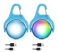 JIZZU 2Pcs LED Dog Collar Light, Clip-on Dog Safety Light IPX8 Waterproof, Rechargeable Dog Lights for Night Walking, Running, Camping and Cycling (Blue)