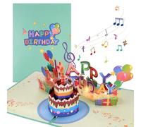 JIZZU 3D Pop Up Cake Card, Musical & Light Happy Birthday Cards for Women Men Husband Wife Kids, Birthday Cards with Envelope for Women Mums Romance Gift Card