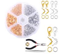 JIZZU 463 Pieces Jewelry Making Accessories Set Includes 200 Pieces Bead Tips Knot Covers 200 Pieces Open Jump Ring Connectors and 60 Pieces Lobster Claw Clasps for DIY Jewelry Crafts Making