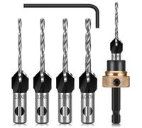 JIZZU 4PCS Countersink Bits, Countersink Drill Bit Set with 4 Different Sizes Replaceable Drill Bits, Depth Adjustable Counterbore Hole Drill Bits with Hex Shank, Counter Sink Bits for Wood