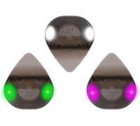 JIZZU Auto LED Light Guitar Pick 3PCS, Pink White Green Light | LED Glowing Guitar Pick for Bass Electric Acoustic Guitars Ukulele, Replaceable Battery, Enhanced Stage Performance