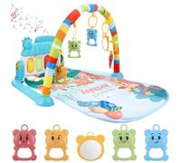 JIZZU Baby Piano Gym, Baby Play Mat with Detachable Activity Toys, Baby Gym with Music and Lights, Baby Activity Mat Early Development for Months New Born Babies and Toddlers(Blue)
