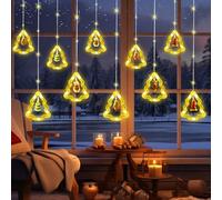 JIZZU Christmas Window Lights, 10M/100 Led String Lights, USB Powered Xmas Curtain Light with 8 Lighting Modes, Christmas Decorations Fairy Light for Window, Bedroom, Party (Xmas Tree)
