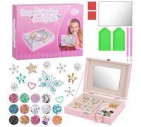 JIZZU DIY Diamond Art Jewelry Box for Kids, Diamond Art Leather Boxes with 2 Sets of Sticking Tools, DIY Diamonds Arts Storage Box Kit for Girl, Diamond Painting Kit for Birthday Present, Decor