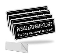 JIZZU Please Keep Gate Closed Sign, 4-Pack 9.8 x 3.5 Inches Reflective Rust Free Aluminum, UV Protected, Weather/Fade Resistant, Easy to Install and Read, Indoor/Outdoors Use
