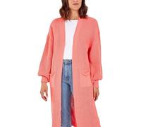 JJ CLOTHING BC1 Ladies Long Maxi Knitted Cardigan Balloon Sleeve 2 Pocket Womens Open Front Boyfriend Cardigans Top UK 8-22 (Coral, One Size)